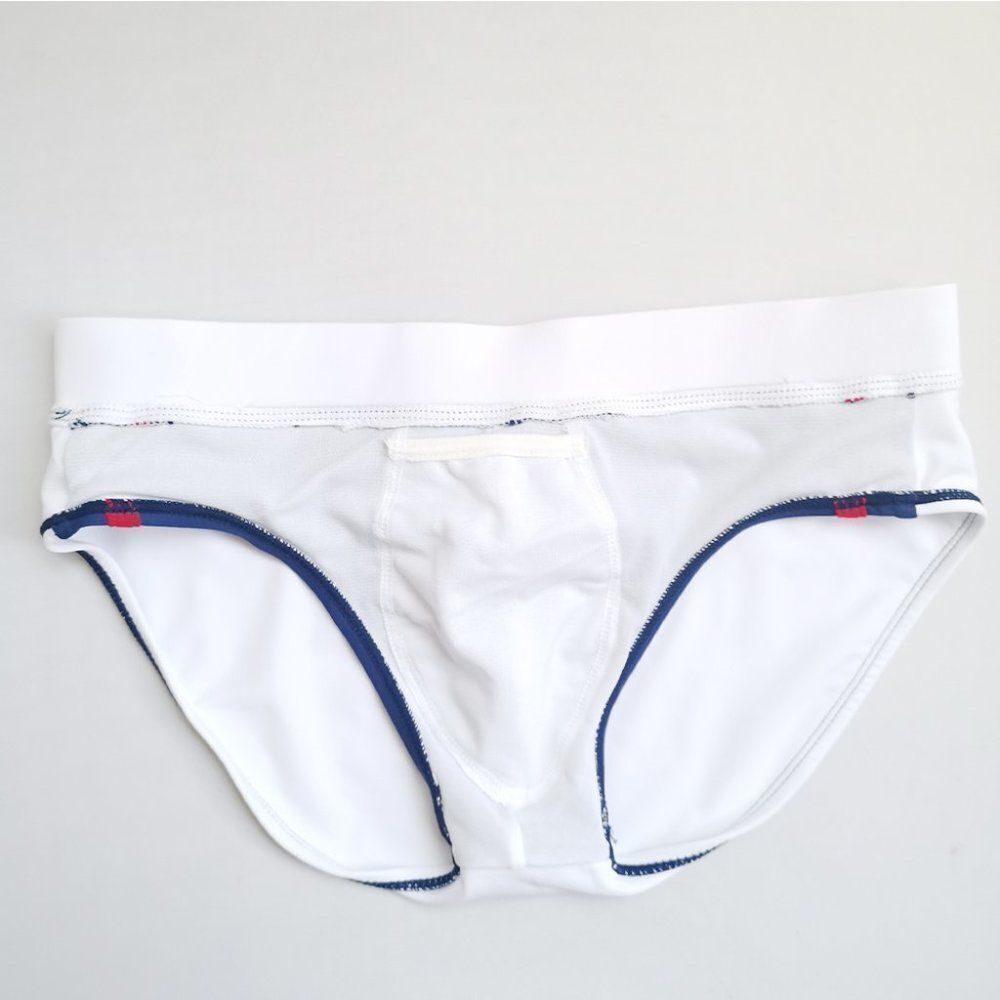 Men's color contrasting outer draw string swim briefs speedo swimwear Size XL - Picture 8 of 9